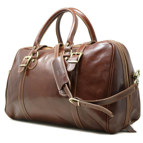 Floto Italian leather carryon duffle bag - Trastevere in Vecchio Brown 2